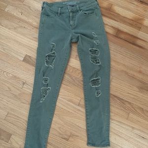 Green ripped jeggings